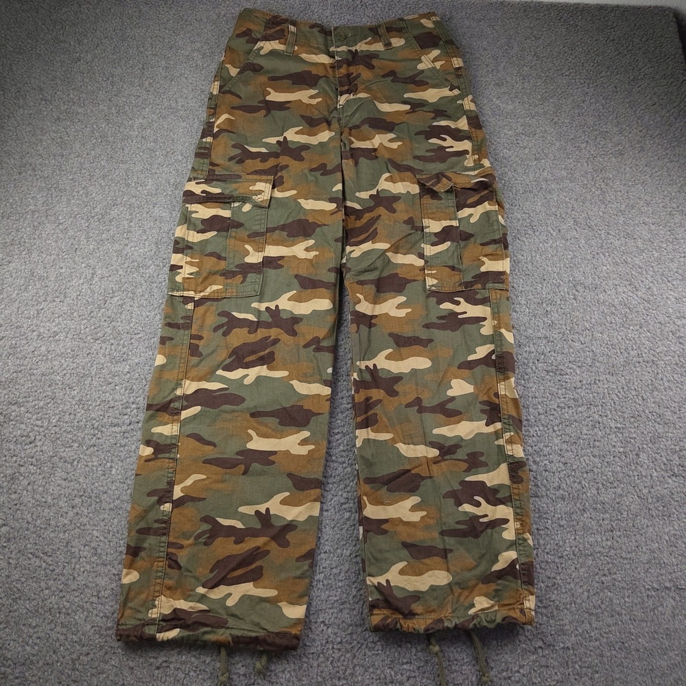 Levis 94 Cargo Pants Sz 25 Baggy Camo Green Drawstring Cotton Paratrooper